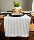 Solino Home 100% Linen Table Runner, 14 x 132 in, Natural and White Striped by SolinoHome
