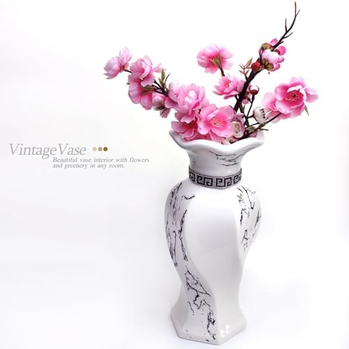 White Ceramic Flower Vase, 12-Inch Modern Decorative Vase - Image 3