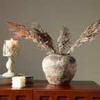 Smiletag Rustic Vase for Home Decor, Farmhouse Terracotta Vases, Stone Vases, Large Vases for Living Room Decor, Rustic Flower Vase Decoration for Living Room, Small - Image 2