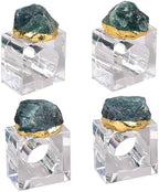 AMOYSTONE Green Fluorite Napkin Rings Glass Base Dining Table Decor by AMOYSTONE%C2%AE
