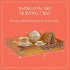 Mela Artisans Flourish Mango Wood Serving Tray - Distressed Gold, 16 in - Image 2
