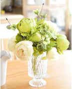 FiveSeasonStuff Cream Beige & Moss Green Artificial Peony Bouquet Set of 2 - Image 3