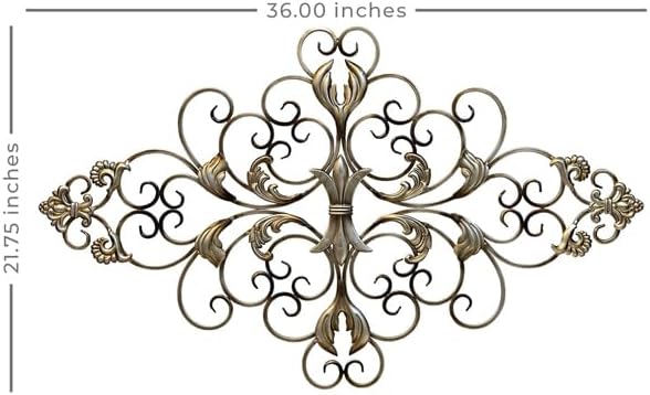 POBKING Ornate Scroll Wall Decor, Enchanting Leaves Wall Art - Metal Leaves & Flowers Over Door, Black Metal, The Door Wall Decor - Image 2