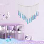 Purple & Blue Macrame Wall Hanging Boho Home Decor, Mermaid Theme Under the Sea Ocean Bedroom Décor Living Room Bohemian Dorm Wall Décor Purple Tassel Pink Wall Décor - Image 3