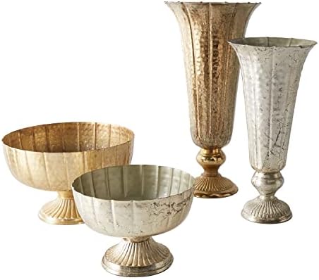 Accent Decor Distressed Gold Metal Compote Bowl | Gold Compote Vase l Lita Metal Vase l Indoor and Outdoor Compote for Any Event - Image 7