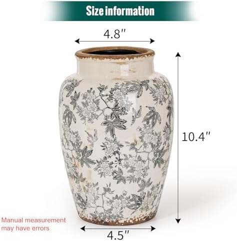 Sungmor Ceramic Flower Vase, Vintage Grey Ice Cracked Glaze Porcelain Vase - Image 6