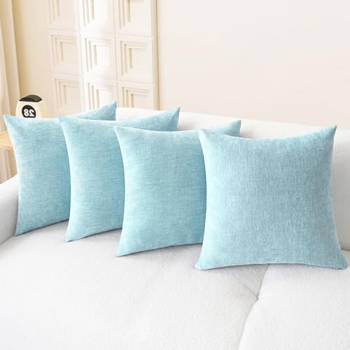 CaliTime Decorative Throw Pillow Covers 18 X 18 Inches Light Blue Grey by CaliTime