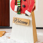 Glitzhome 30"H Christmas Chunky Wood Snowman Porch Sign, Standing Snowman Porch Decor with Black Top Hat and Red Coat,Merry Christmas Welcome Sign for Holiday Front Porch Outdoor Decorations - Image 6