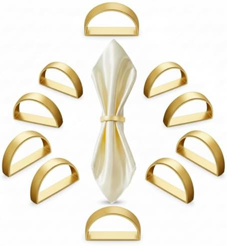 Chengu 40 Pcs Gold Napkin Rings Stainless Steel, Matte Gold Semicircle by CHENGU