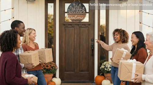 3D Round Wooden Welcome Sign Rustic Front Door Floral Porch Outdoor x2 - Image 5