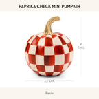 MACKENZIE-CHILDS Resin Pumpkin, Mini, Dark-Red-and-White Paprika Check - Image 4
