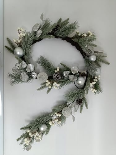 Valery Madelyn 6 Ft Christmas Garland with Lights for Mantle Silvery White - Image 5
