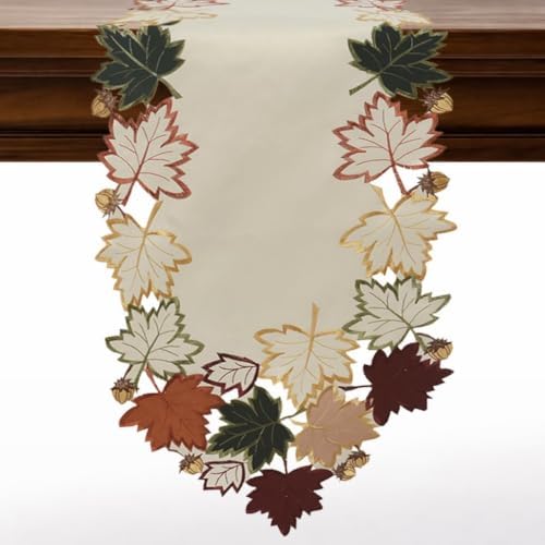 Decozen Cream White Table Runner - European Embroidery Dresser Decor Scarf for Home, Kitchen, Dining, and Wedding - 14 x 108 Inches - Valentines Day Decor - The Falling Petals Collection by Decozen