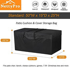 NettyPro Outdoor Cushion Storage Bags Water-Resistant for Patio Furniture Storage Cushion Christmas Tree Bag 7.5 Ft with Zipper and Handle, 50 x 15 x 25 Inch, Black - Image 5