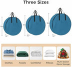 24 Inch Round Storage Bag 1 Pack,Modern Marine Ocean Pure Blue Waterproof Wreath Storage Container with Handles&Zipper Minimalist Solid Color Art Closet Organizer Bags Garland Box - Image 7