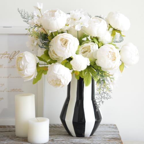 FiveSeasonStuff Chestnut Beige Artificial Peony Bouquet Set of 2 - Image 2