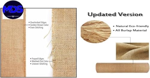 MDS® Pack of 12 Natural Burlap Table Runner, 12 x 108 Inch, Jute Vintage Rustic Farmhouse Boho Table Decor for Wedding Reception, Dining Table, Bridal Shower, Baby Shower & Holiday Party Decorations - Image 5