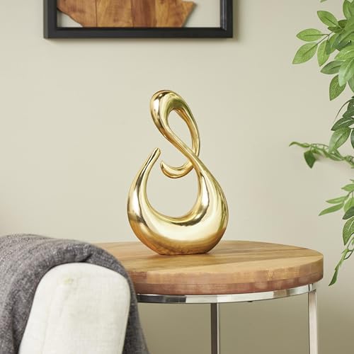 Deco 79 Aluminum Metal Abstract Decorative Sculpture Swirl Home Decor Statue, Accent Figurine 7" x 3" x 12", Gold - Image 5