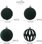 20Pcs Green Velvet Christmas Ornaments Set,2.36In Flocked Ornaments Balls - Image 4