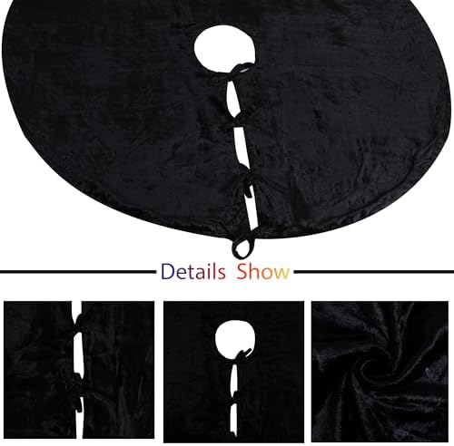 Sophia-Art Christmas Tree Skirt, Luxury Velvet Plush Skirt, Xmas Decoration Holiday Party Décor, Soft Velvet Home Décor Merry Christmas Party Christmas Tree Decorations (Black,36 Inch) - Image 4
