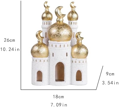 Mubarak Mosque Castle Sculpture, White and Gold, 10.24x7.09x3.54 - Image 5