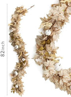 6.8ft Fall Garland Maple Leaf Autumn Thanksgiving Pumpkin Berry Garland, Christmas Halloween Mantle Fireplace Farmhouse Harvest Decorations for Home Outdoor Indoor(White) - Image 2