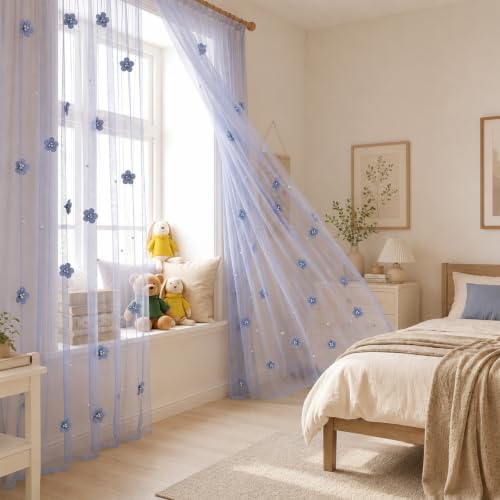 6 Pcs 29x120'' Pearl Tulle Table Runner 10ft Wedding Tablecloth, Blue - Image 5