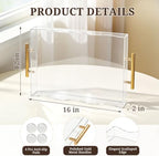 SXNOWS 12"x16" Clear Acrylic Serving Tray with Gold Handles - Image 5