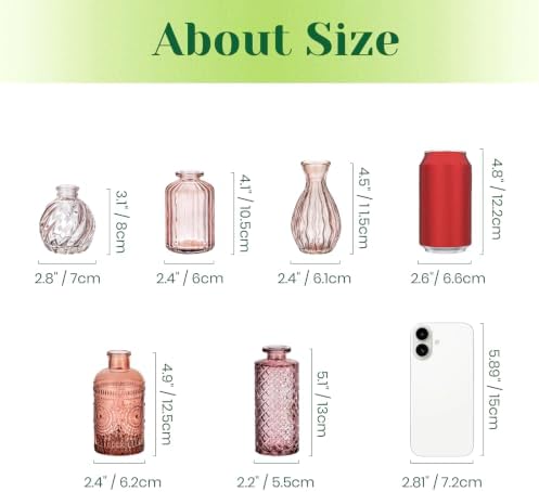 Hewory Small Bud Vases Bulk: 25Pcs Multi Pink Flower Vases for Centerpieces - Image 5
