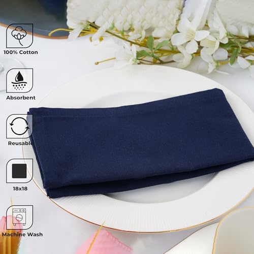Blue Needles Solid Cloth Napkins 100% Cotton Set of 12-18 x 18 Inches - Image 2