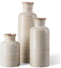 White Rustic Ceramic Vase Set of 3, Farmhouse Vase for Home Decor by HappleCwlwgoHome