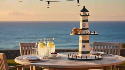 SAILINGSTORY Lighthouse Tiered Tray Stand Coastal Beach Decor Teal - Image 6