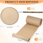 Tioncy 12 Pcs Burlap Table Runner Wood Slices Rustic Farmhouse Set,100ft - Image 2
