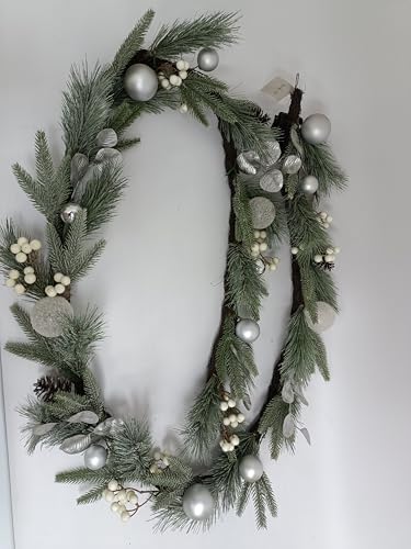 Valery Madelyn 9 Ft Christmas Garland with Lights for Mantle Silvery White - Image 5