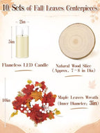 Alphatool 10 Set Fall Centerpieces for Tables with Wood Slices - Image 3
