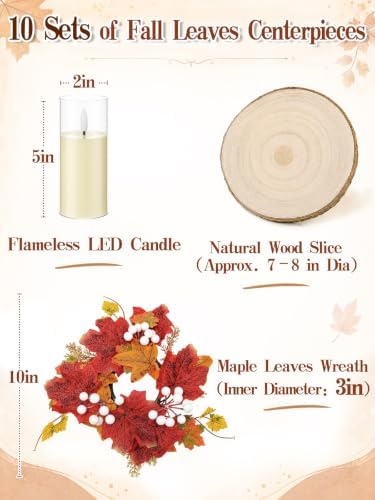 Alphatool 10 Set Fall Centerpieces for Tables with Wood Slices - Image 3