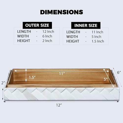 Handicrafts Home Large Decorative Storage Box 12x6– Coffee Table Organizer Box, Modern Home Décor Accent, Keepsake Memory Box, Jewelry Storage Box, Boho Decorative Box with Lid for Shelf, Mantle Decor - Image 2