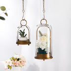 5" & 4" Wide Versatile Metal Candle Holder with Handmade Sturdy Glass Dome in Brass for Pillar Candle & Plants, 5.1" xH11.8 4" xH7.5, Industrial, Farmhouse, Shabby Chic. (2, Brass, Large & Small) - Image 6