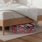4th of July Round Storage Bag 24 Inch, Red Floral Vases Rustic USA Flag Clothes Storage Container with Handles Heavy Duty Organizer for Comforter, Bedding & Holiday Wreaths - Image 6