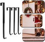 4 Pack No-Drill Over Door Hooks for 15-25" Doors, Heavy-Duty Metal with Shock-Absorbing Pads. Holds Towels, Coats, Bags & Seasonal Wreaths, Ideal for bathrooms, entryways and Front Doors. by Unknown