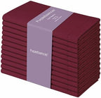 PurpleEssences Hemstitch Cloth Napkins 18x18 in Set of 12 - Burgundy by PurpleEssences