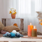 Suclain Centerpiece Bowl and Decorative Balls Set 8 Pcs Table Mosaic Plate with 2.4 Inch Glass Mosaic Orbs Glass Turquoise Tray and Spheres for Centerpiece Table Home Vases Decor(Multicolor) - Image 3