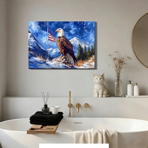 Ship Next Day – Patriotic Canvas Wall Art, American Eagle Pictures, Americana Canvas Prints, Framed Wall Decor, Rustic Farmhouse Living Room Artwork, Large Canvas Prints Made in USA - Image 4