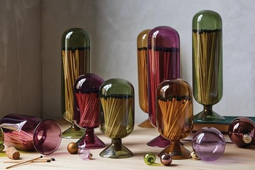 Skeem Fireplace Glass Match Cloche - Mulberry - Includes 120 Long Black-Tipped Matches - Image 2
