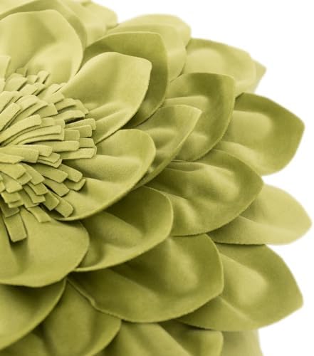 OiseauVoler Decorative 3D Flower Throw Pillow Covers Handmade Pillowcases for Sofa Bed Home Room Decor 18 x 18 Inch Green - Image 4