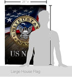 US Navy House Flag - Armed Forces USN Seabee United State American Military Veteran Retire Official - Decoration Banner Small Garden Yard Gift Double-Sided Made in USA 28 X 40 - Image 2