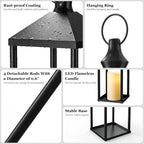 2-Pack Black Metal Candle Lanterns – 22" & 19" Tall Decorative Lanterns - Image 4