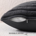 Pallene Faux Fur Decorative Throw Pillow Covers 26x26 Set of 2, Dark Grey - Image 3