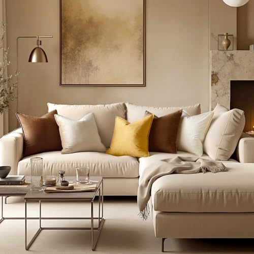 MIULEE Decorative Brown Velvet Euro Sham Throw Pillow Covers 28x28 Inch - Image 2