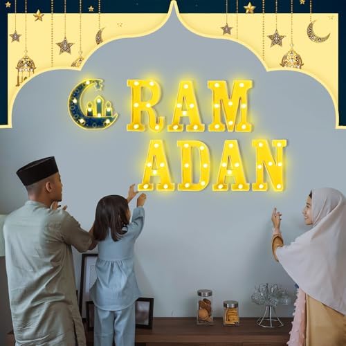 Aurelema 8 Pcs Ramadan Decorations LED Letter Lights Signs - Image 5